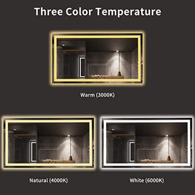 LOAAO 72X40 LED Bathroom Mirror with Lights, Anti-Fog, Dimmable, Backlit + Front Lit, Lighted Bathroom Vanity Mirror for Wall, Memory Function, Tempered Glass, ETL Listed - Image 4