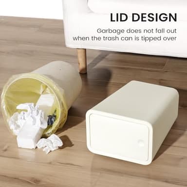 Cesun Bathroom Trash Can, 4.0 Gallon / 15 Liter Small Garbage Can with Press Top Lid, Plastic Wastebasket with Pop-up Lid for Toilet, Office, Bedroom, Living Room, White - Image 4
