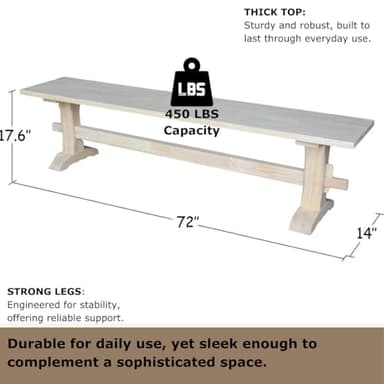 IC International Concepts Kitchen/Dining/Entryway/Living Room Furniture Sturdy/Reliable/Solid Parawood, 450 lb Capacity, Paint or Stain in Any Color, Unfinished - Image 2