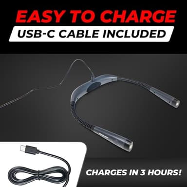 GearLight Hands-Free Rechargeable Book Light for Reading in Bed - Adjustable LED Lamp with 3 Light Modes - Compact, Flexible Neck Light for Reading, Studying, Travel - Gray - (Pack of 1) - Image 7