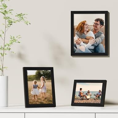 Vittanly 8x10 Picture Frames Set of 9, Shatter Resistant Plexiglass, Display 5x7 Pictures with Mat or 8x10 without Mat, Photo Frames for Wall or Tabletop, Engineered Wood, Black - Image 8