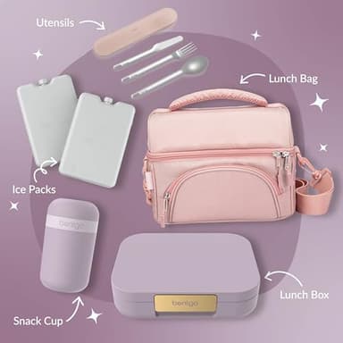 Bentgo Modern - Adult & Teen Bento Lunch Box; 3-4 Compartments, Leak-Resistant, 5.5 Cup Capacity/44 fl oz, Improved Locking Clips, Reusable, BPA-Free, Dishwasher/Microwave Safe Tray (Orchid) - Image 8
