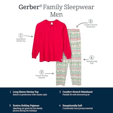 Gerber Baby Boys' Holiday Family Pajamas, Mint/Red, X-Large - Image 6