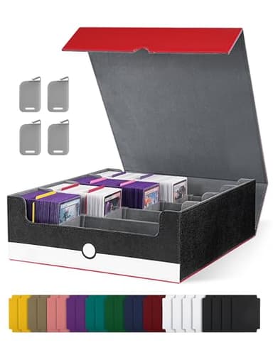 UAONO Card Storage Box for Trading Cards, 2400+ MTG Commander Deck Box With 24pcs Colorful Divider, Card Case Fits for Magic TCG PTCG Sports Game (Red&White) - Image 1