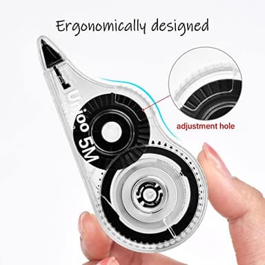 Unjoo White Correction Tape, Easy To Use Applicator for Instant Corrections Wrong Writing At Any Time, For school, Office (12pack, 5M/196" x 0.2", Black) - Image 4