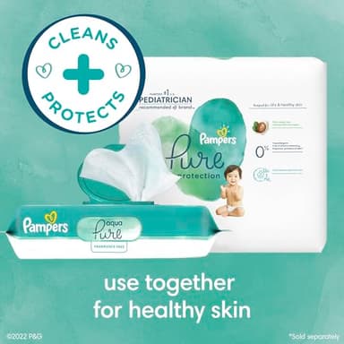 Pampers Baby Wipes Aqua Pure, 99% water-based wipes, Hypoallergenic and Unscented Baby Wipes, 672 Wipes Total (12 Flip-Top Packs) - Image 11