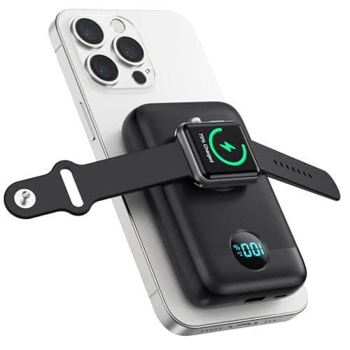 Magnetic Portable Charger 10800mAh,4-in-1 Wireless Power Bank with iWatch Charger, QC4.0+20W PD Fast Charging USB C Battery Pack with LCD Display for Magsafe,iPhone 16/15/14/13/12 Series,Apple Watch - Image 1