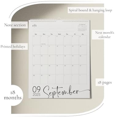 Modern Vertical Wall Calendar 2025-18 Month Calendar January 2025 to June 2026, 11x13.5 Inches Cursive Font Design with Spiral Twin-Wire Binding - Image 3
