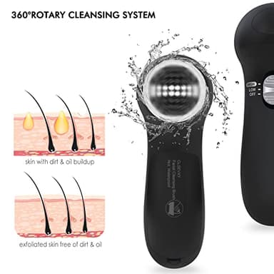 Facial Cleansing Brush Face Scrubber: CLSEVXY Electric Face Spin Cleanser Brushes with 6 Brush Heads for Deep Cleansing, Gentle Exfoliating, Removing Blackhead, Massaging - Image 5