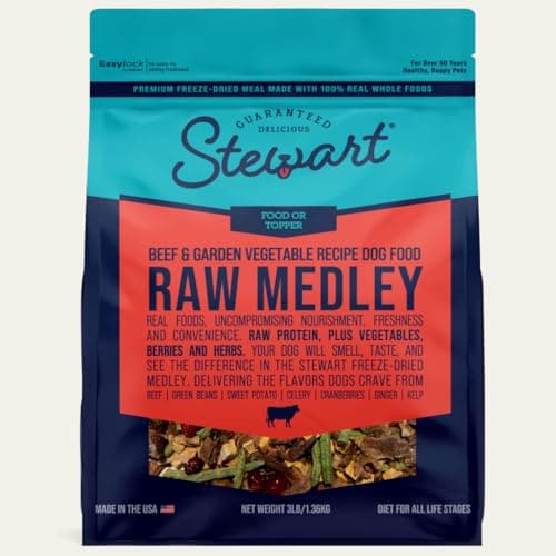 Stewart Raw Medley Freeze Dried Dog Food, Beef & Garden Vegetable Recipe, 3 Pound Bag, Made with Real Whole Foods and Raw Protein - Image 1