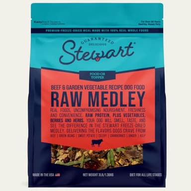 Stewart Raw Medley Freeze Dried Dog Food, Beef & Garden Vegetable Recipe, 3 Pound Bag, Made with Real Whole Foods and Raw Protein - Image 1