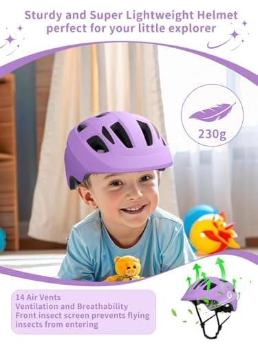 XJD Toddler Helmet Kids Bike Helmet for Infant/Baby Multi-Sport Adjustable Skateboard for Kids Boys Girls Lightweight for Age 1 and Older (Light Purple, X-Small: 18.11"-20.08" / 46-51 cm) - Image 7