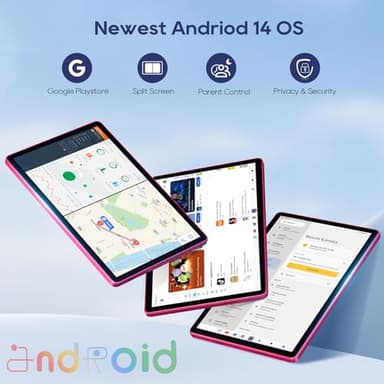 Android Tablets, 11 inch Octa-Core Processor Tablet with 2 Years Protection, 128GB Storage,12GB RAM, 6ft Charging Cable, 8000mAh Battery, Reinforced Type-C Port, Quad-Speaker (Pink) - Image 4