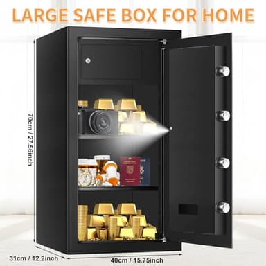 6.0 Cub Large Home Safes Fireproof Wterproof, Anti-theft Fireproof Safe with Programmable Keypad, Spare Keys and Alarm Systerm, Digital Home Security Safe Box for Document Money Medicines - Image 2