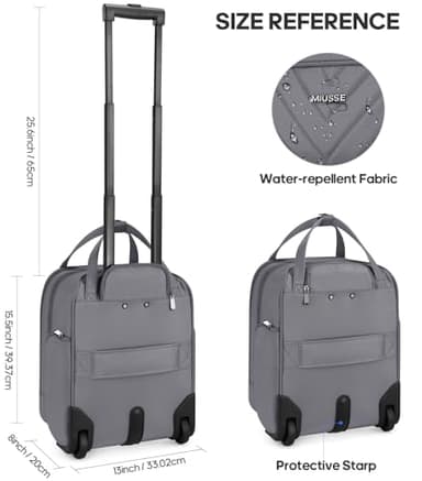 Winilla Carry-on Underseat 16-inch Luggage with Wheels, Softside Rolling Carry-on, Lightweight Travel Suitcase for Men Women, Personal Item Rolling Travel Bag - Image 3