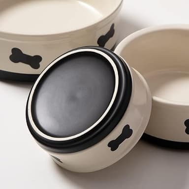 Sweejar Ceramic Dog Bowls with Bone Pattern, Dog Food Dish for Large Dogs, Porcelain Pet Bowl for Water 70 Fl Oz (Fog Blue) - Image 4
