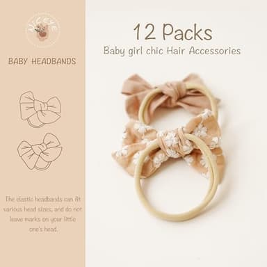 Niceye Baby Girl Bows and Headbands, Stretchy Nylon Hairbands Hair Bows for Newborns, Infants, Toddlers - Handmade Baby Hair Accessories for Girls - Image 3