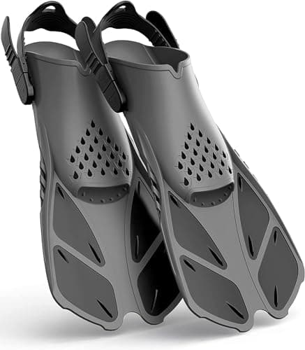 Greatever Snorkel Fins Adjustable Buckles Open Heel Swim Flippers Travel Size Short Swim Fins for Snorkeling Diving Swimming Adult Men Womens - Image 1