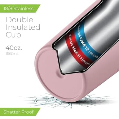 SIPX™ Insulated Tumbler With Lid And Straw, 40oz. Tumbler With Handle Keeps Cold 12 Hours, Water Bottle Thermos With Lid, BPA-Free Reusable Insulated Coffee Tumblers, Travel Mug Great For Beach Party - Image 3