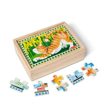 Melissa & Doug 4‑in‑1 Wooden Pets Jigsaw Puzzle Set, 48 Pieces with Storage Box, Toddler Puzzle Toy for Kids Ages 3+ - FSC Certified - Image 1