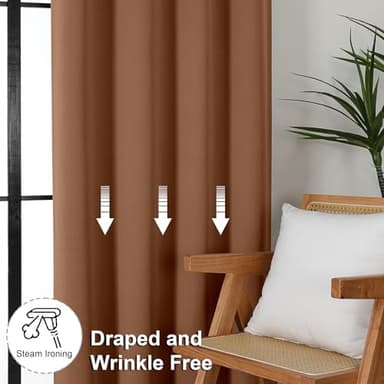 Simplebrand Ava Sun Baked Blackout Curtains for Bedroom 63 Inch Length 2 Panels, Solid Thermal Insulated Energy Saving Rod Pocket Window Treatment Curtains Blackout Drapes, W40 x L63 Inch, Sun Baked - Image 7
