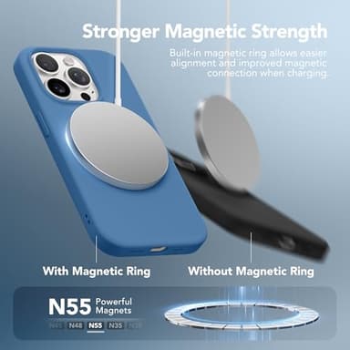 GONEZ for iPhone 14 Pro Case, Compatible with Magsafe, with Screen Protector + Camera Lens Protector, Soft Anti-Scratch Microfiber Lining, Shockproof Liquid Silicone Phone Cover, Lake Blue - Image 3