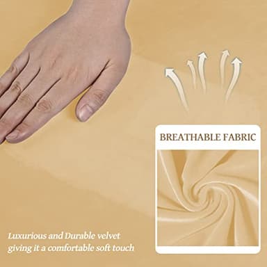 WEERRW Velvet Couch Covers for 2 Cushion Couch Sofa - High Stretch Luxury Velvet Plush 3 Pieces Sofa Slipcovers with Elastic Bottom, Furniture Protector for Pets, Machine Washable, Champagne, Medium - Image 5