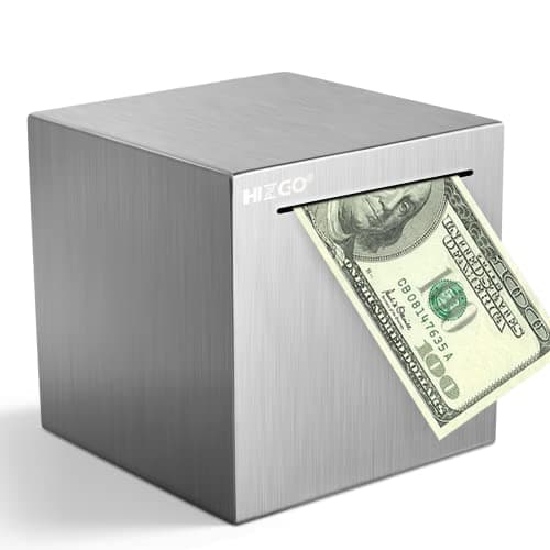 hizgo Piggy Bank for Adults Stainless Steel Savings Bank to Help Budget and Save Must Break to Access Money（4.72 inch） - Image 1