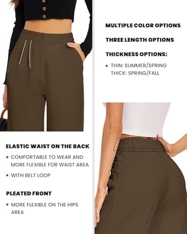 FUNYYZO Women's Wide Leg Pants High Elastic Waisted in The Back Business Work Trousers Long Straight Suit Pants - Image 3