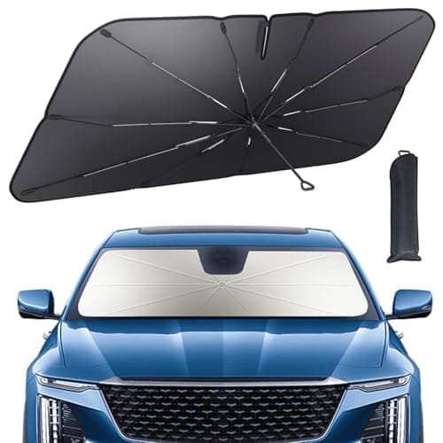 Lamicall Car Windshield Sunshade Umbrella – 5-Layer UV Block, 10-Rib Fiberglass Frame for Heat Insulation, 57"x33" Front Window Interior Sun Protection, for Medium Sedan, SUV Windshield - Image 1