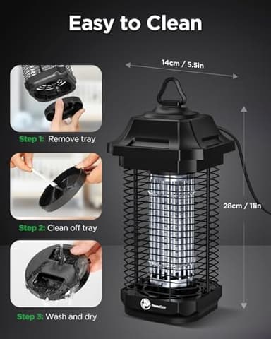 PowerBear LED Bug Zapper Outdoor Indoor, 10 Years Lifespan Lamp Sustainable with 6.5ft Power Cord, High-Voltage Mosquito Zapper - Image 7