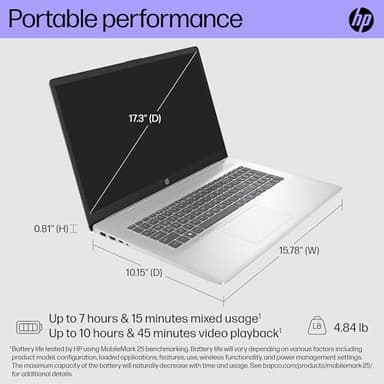 HP 17 Laptop, 17.3" HD+ Touchscreen, Core 7 150U Processor, 64 GB RAM, 2 TB SSD, Intel Graphics, Backlit Keyboard, Long Battery Lifew, Windows 11 Pro & Office Pro Lifetime License, w/Accessories - Image 5