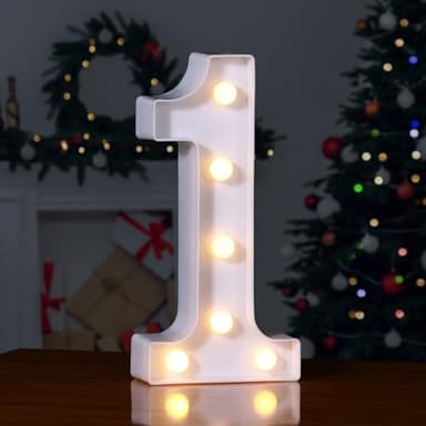 Foaky Decorative Led Marquee Light Up Number, Marquee Light Up Number Sign for Night Light Wedding Birthday Party Christmas Home Bar Decoration Number(1) - Image 1