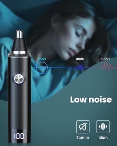 Ginity LED Display Ear and Nose Hair Trimmer Clipper for Men Women,2025 Rechargeable 2 in 1 Professional Painless Eyebrow & Facial Hair Trimmer with Powerful Motor and Dual-Edge Blades (Black) - Image 8