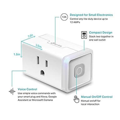 Kasa Smart Plug HS103P4, Smart Home Wi-Fi Outlet Works with Alexa, Echo, Google Home & IFTTT, No Hub Required, Remote Control, 15 Amp, UL Certified, 4-Pack, White - Image 4