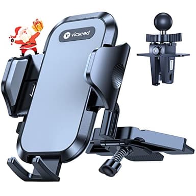 VICSEED Military-Grade Sturdy Car Phone Holder Mount, Upgraded Anti Shake Metal CD Slot & Air Vent Thick Case Friendly Phone Mount for Car Fit for iPhone 16 15 14 Samsung All Phones - Image 1