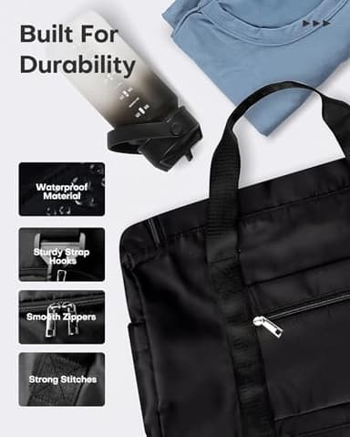 HOTOR Gym Bag for Men and Women - Travel Duffle Bag with Shoe Compartment and Waterproof Pocket, Carry on Luggage with Trolley Sleeve for Sports, Weekend Trips, Black, 19.7" × 9.8" × 11.8" - Image 6