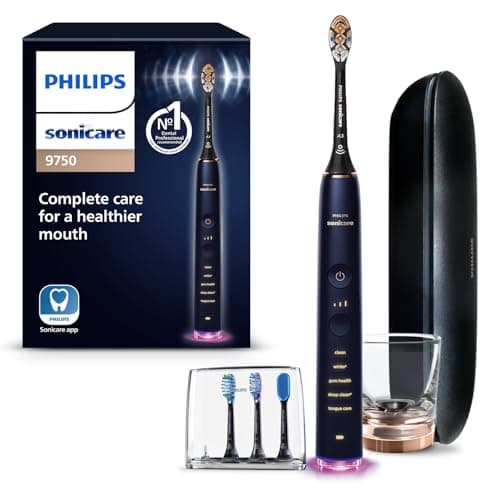 Philips Sonicare DiamondClean Smart 9750 Electric Toothbrush, Sonic Toothbrush with App, Pressure Sensor, Brush Head Detection, 5 Brushing Modes and 3 Intensity Levels, Lunar Blue, Model HX9954/74 - Image 1