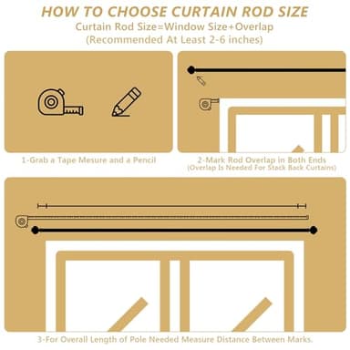 Gold Curtain Rods for Windows 48-84 Inch, 6/8 Inch Adjustable Telescoping Drapery Rod with with Translucent Gold Foil Finials, Decorative Single Curtain Rod Set for Bedroom Living Room - Image 6