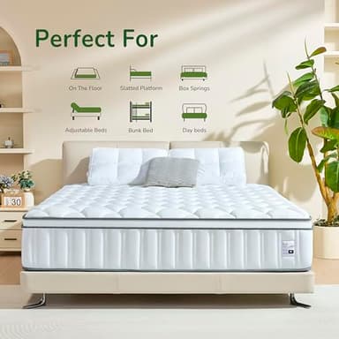 Sozlo Full Size Mattress, 12 Inch Full Mattress in a Box, Cooling Memory Foam and Individual Pocket Springs for Motion Isolation & Edge Support, Medium Firmness for Pressure Relief - Image 2