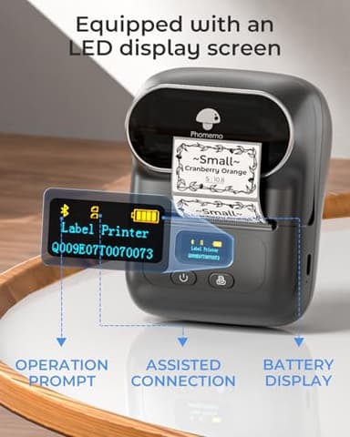 Phomemo M110 Thermal Label Makers- Barcode Label Printer Bluetooth Label Maker Portable Printer for Small Business, Address, Logo, Clothing, Mailing, Sticker Printers for Phone & PC, Gray - Image 7