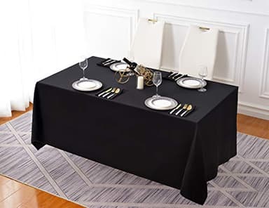 Surmente Black Tablecloth 90 x 132-inch Rectangular Polyester Table Cloth for Weddings, Banquets, or Restaurants - Image 8