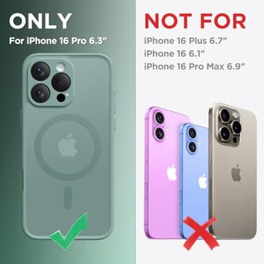 CAPRARO Magnetic Compatible with iPhone 16 Pro Case, Upgraded [Full Camera Protection] [Compatible with MagSafe] Protective Translucent Matte Women Girl Phone Case Cover, Midnight Green - Image 2