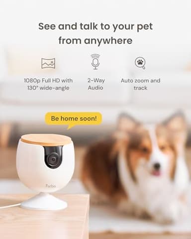 Furbo Mini Pet Camera: Security Cam w/Barking/Meowing Alerts, Cat or Dog Tracking w/Phone App, Smart Home Indoor Monitoring, 2-Way Speaker. No Subscription Needed. Standard See, Talk & Toss Features - Image 2