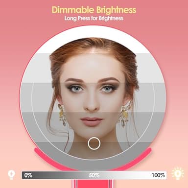 MIYADIVA Magnifying Mirror with Light, Double Sided 30X/1X Lighted Travel Makeup Mirror with Magnification, 3 Color Lighting, Dimmable Touch Screen, Adjustable & Foldable Hand Mirror (Pink) - Image 6