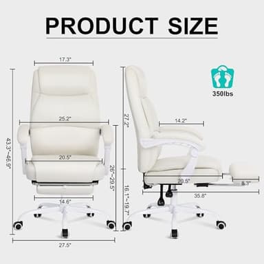 Misolant Big and Tall Office Chair with Footrest, High Back Desk Chair with Linkage Armrest, 90-155° Recline Executive Computer Chairs with Adjustable Height for Home - Image 2
