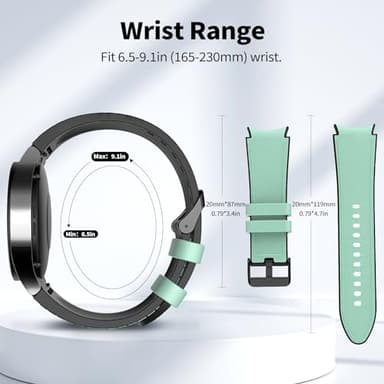 TiMOVO No Gap Leather Hybrid Silicone Band Compatible with Galaxy Watch 7 6 5 4 40/44mm, Watch 4 6 Classic 47 43 42mm, Watch 5 Pro 45mm, 20mm Quick Release Genuine Straps for Women Men, Teal - Image 4