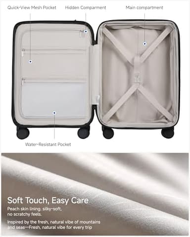 LUGGEX Carry On Luggage 22x14x9 Airline Approved, FLO5 Expandable Polycarbonate Suitcase with Front Pocket (FX-Core, Black, 20 Inch) - Image 7