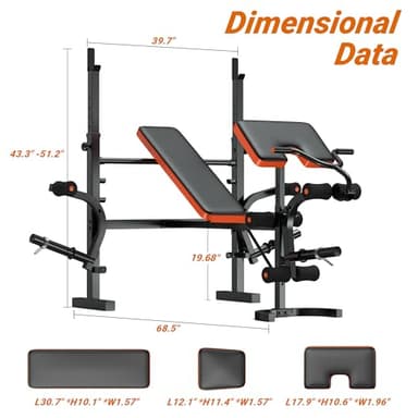 XDDIAS Weight Bench, 6 In 1 Bench Press Squat Rack Weight Bench With Leg Extension And Leg Curl, Weight Benches For Home Gym With Preacher Pad, Full Body Flat Incline Bench For Weight Lifting - Image 8
