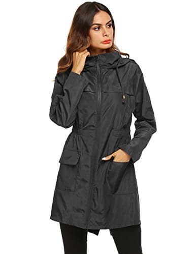 LOMON Women Waterproof Lightweight Rain Jacket Active Outdoor Hooded Raincoat (M, Black1) - Image 3